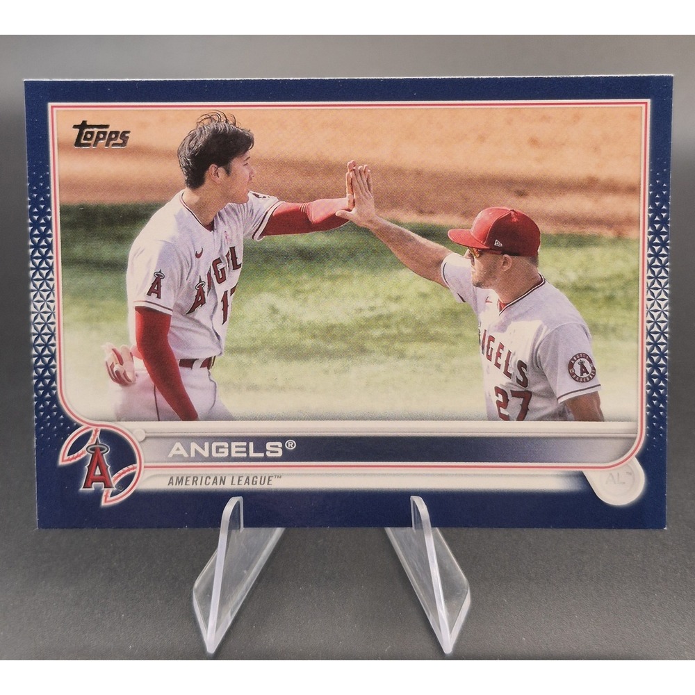 2022 Topps Shohei Ohtani Mike Trout 159 Angels Royal Blue Parallel MLB Card